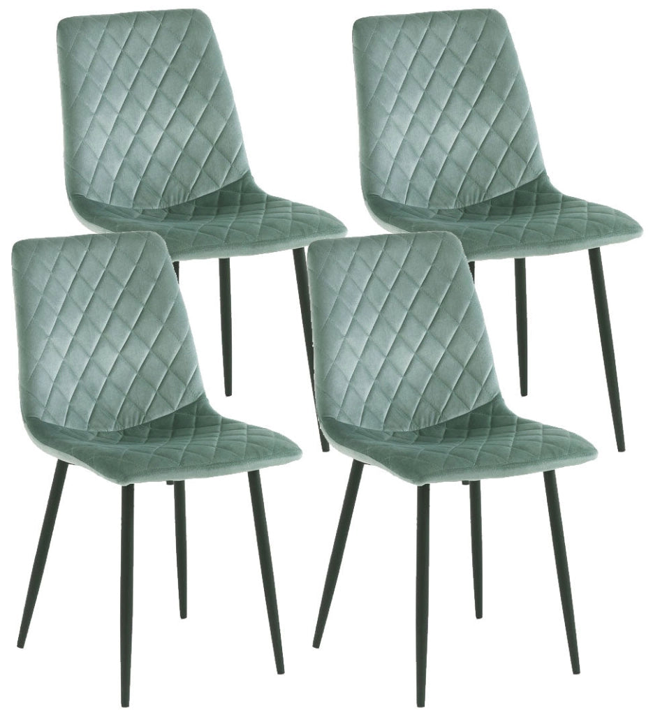 Set 4 Sedie 44x50x88 cm in Velluto Acquamarina