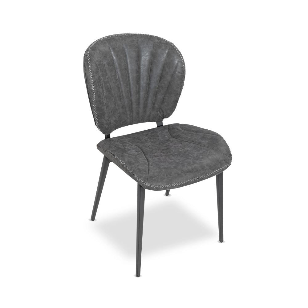 Set 2 Sedia con gambe in metallo nero colore grigio chiaro Elice