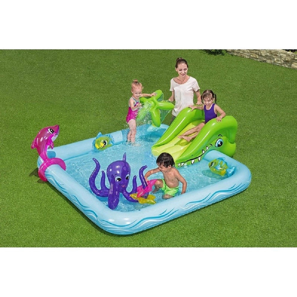 Trade Shop - Play Center Acquario Fantastico Con Spruzzi Piscina Gonfiabile 239x206x86cm 53052 -