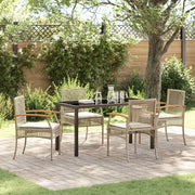 Set da Pranzo per Giardino 5 pcs Beige polyrattan