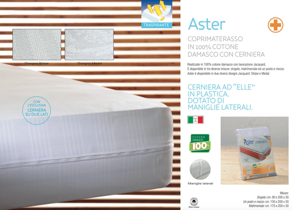 Coprimaterasso Aster Con Cerniera E Maniglie Laterali - 1 Piazza e Mezza - Fasciato