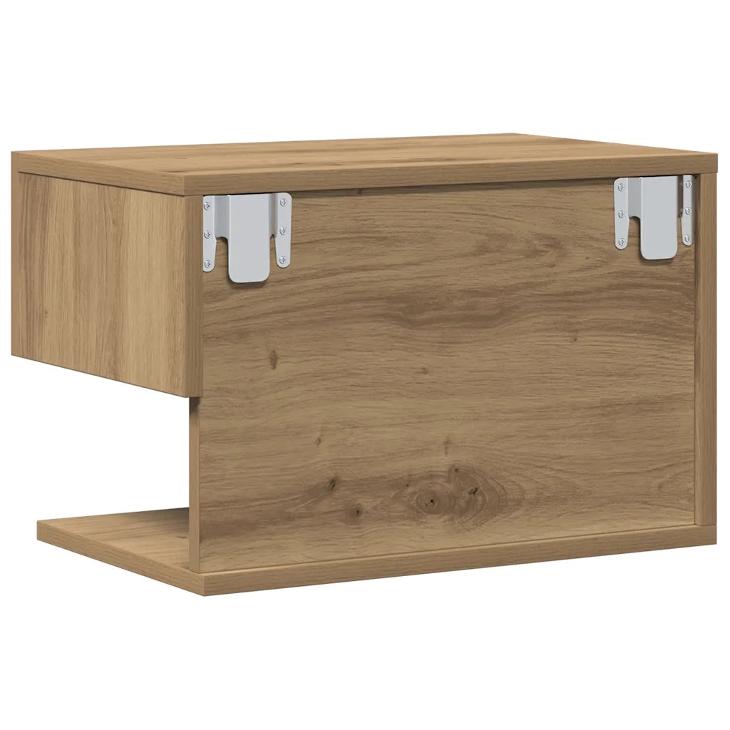 Set di 2 Comodini | Armadio da Notte | Mobiletto da notte a Muro Rovere Artigianale