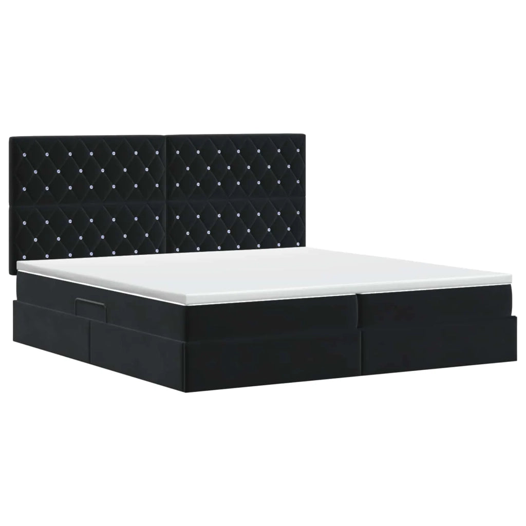 Letto con contenitore e materasso Nero 200 x 200 cm Velluto 3459653