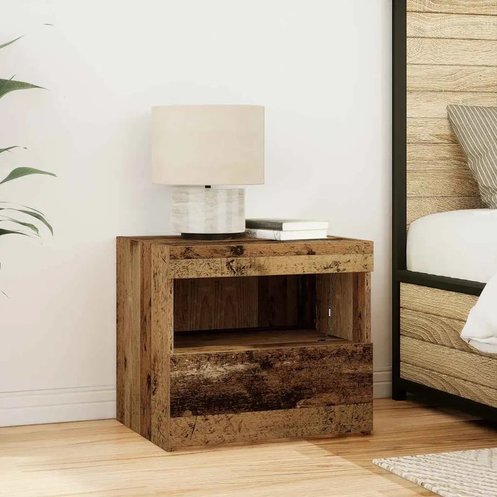 Armadio da Notte con cassetto Legno vecchio 50 x 40 x 45 cm 862180