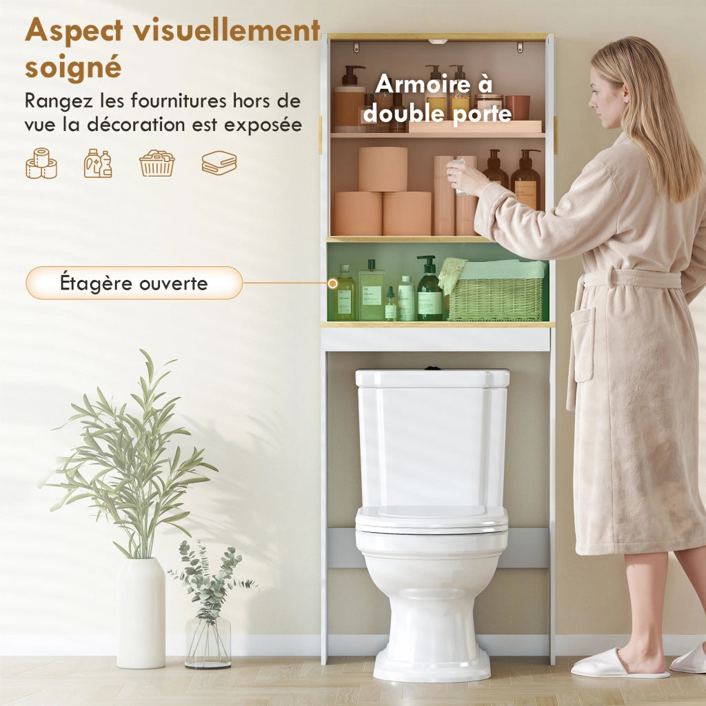 Mobile WC 3 livelli ripiani regolabili ¨C Minimal ¨C bianco 64x20x170,5cm