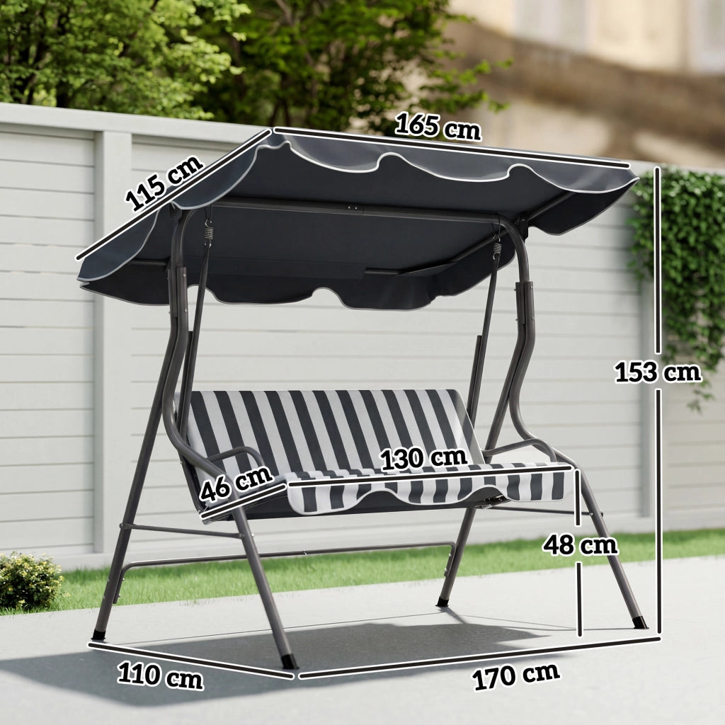 Divano da Giardino 3 Posti con Cuscini ¨C Minimal ¨C Grigio, Bianco