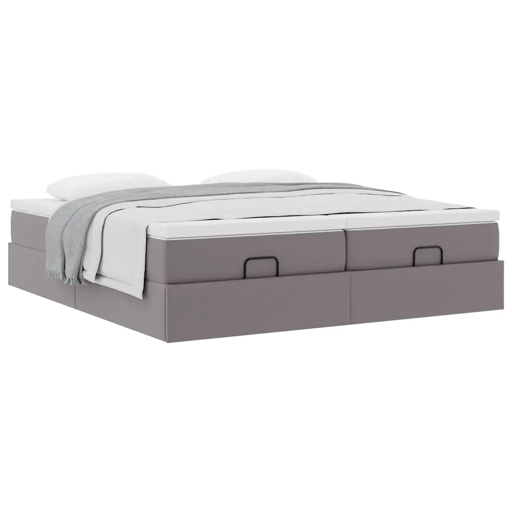 Struttura Letto Pouf con Materassi Grigio 200x200 cm Similpelle 3311232