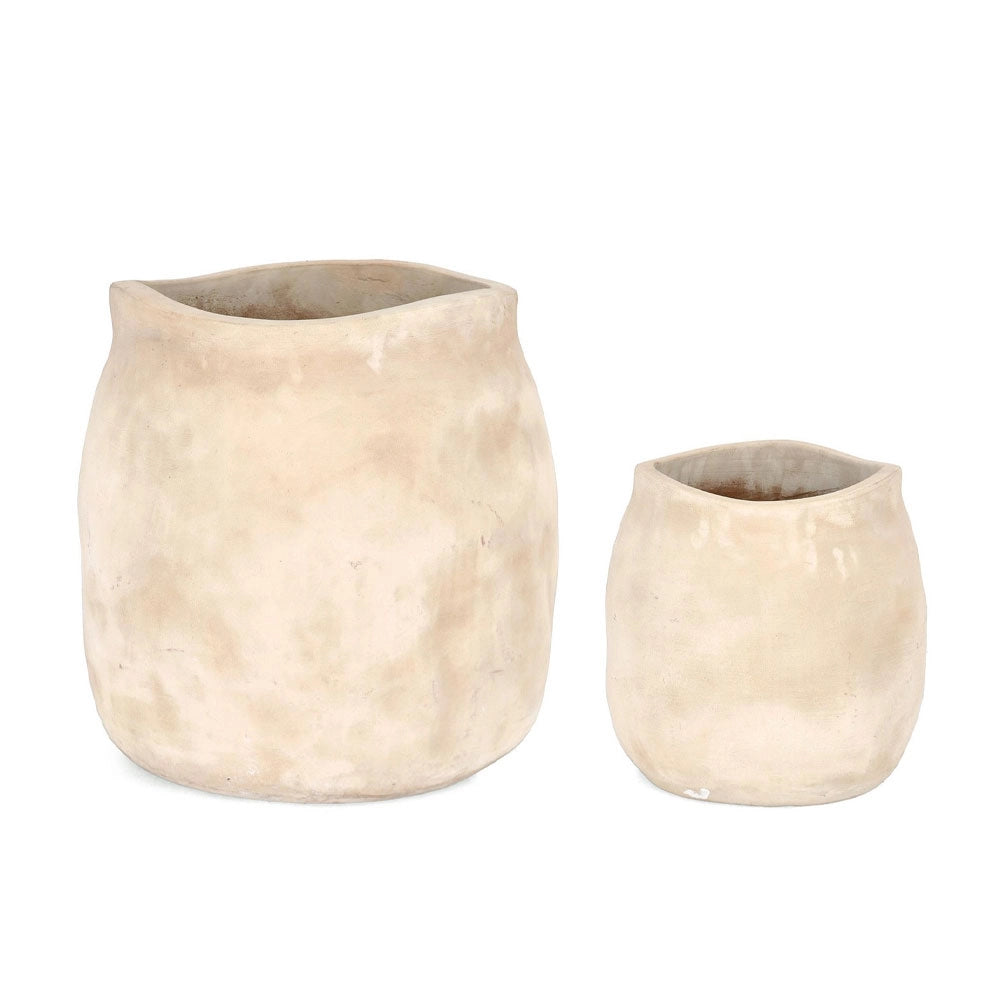 Porta Vaso in Terracotta Forma Sacco da Esterno Minh Bizzotto Tonalità: Chiara, Dimensioni: Ø47a - 49 h cm