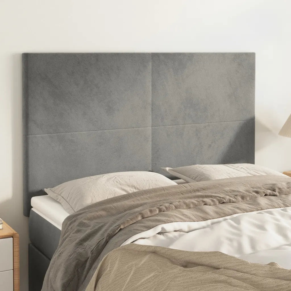 Testiera | Testata Grigio Chiaro 144x5x118/128 cm Velluto