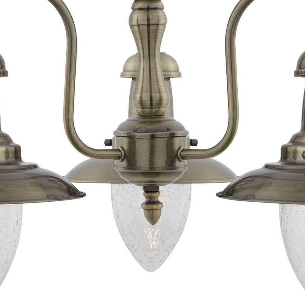 Fisherman II 3Lt Pendant - Ottone antico e vetro trasparente seminato
