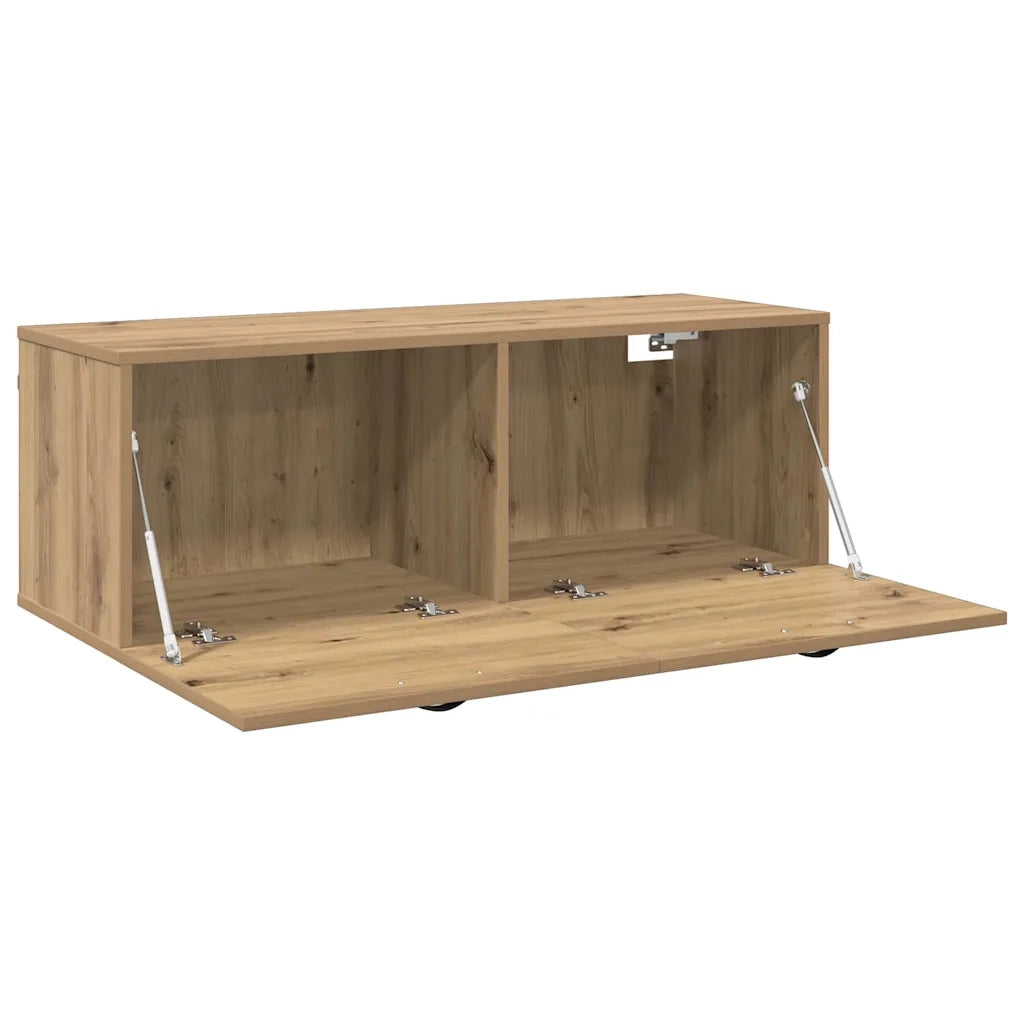 Mobiletto a parete moderno con pratico vano contenitore 100 x 36,5 x 35 cm realizzato in legno di rovere composito finitura artigianale 02_0052501