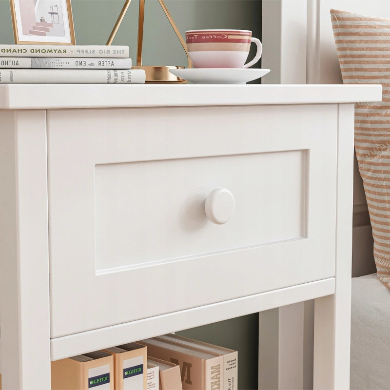 Comodino laterale con cassetto e 2 ripiani, stile loft, in legno, moderno, 45 cm
