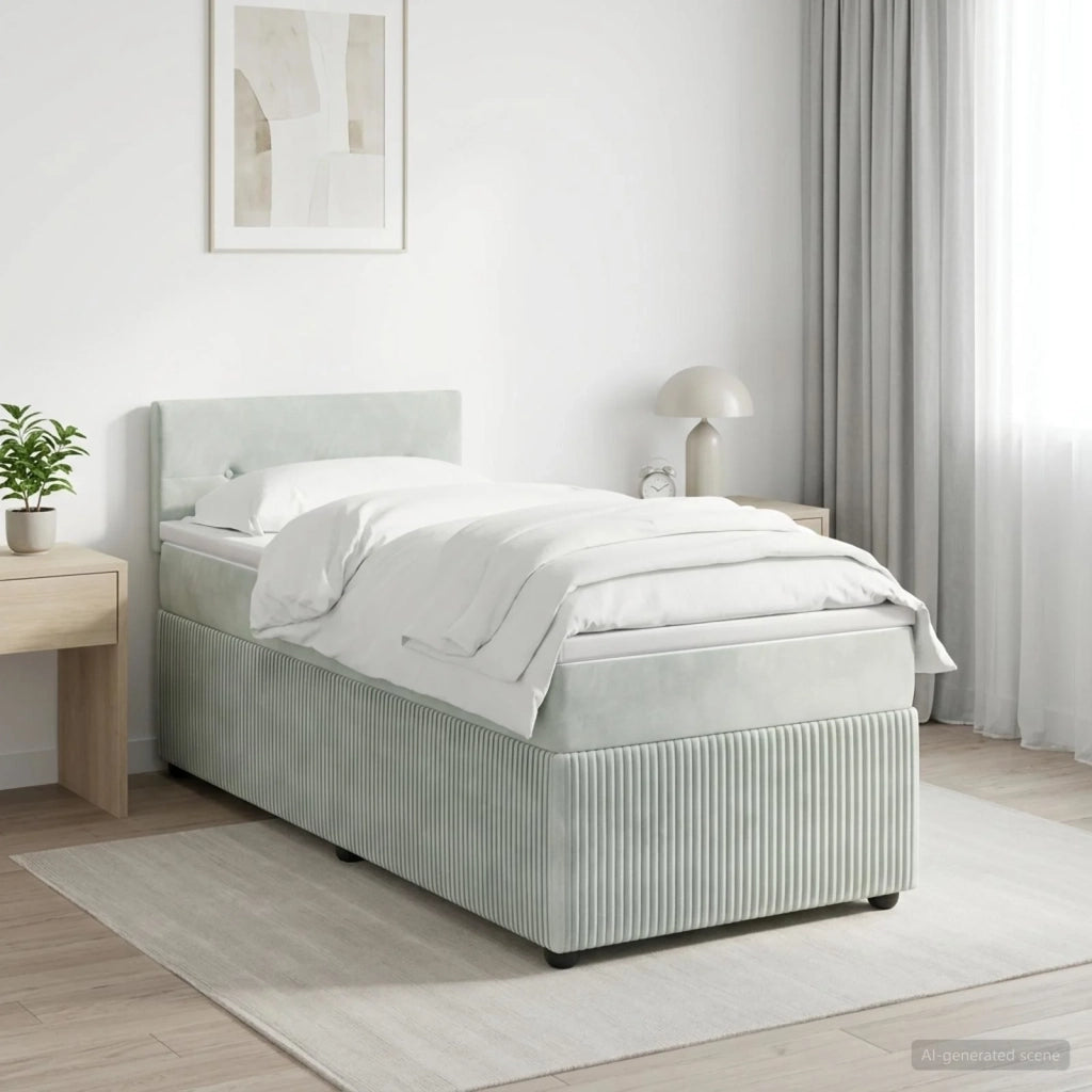 Letto box spring con materasso Grigio Chiaro 90 x 190 cm 3451583