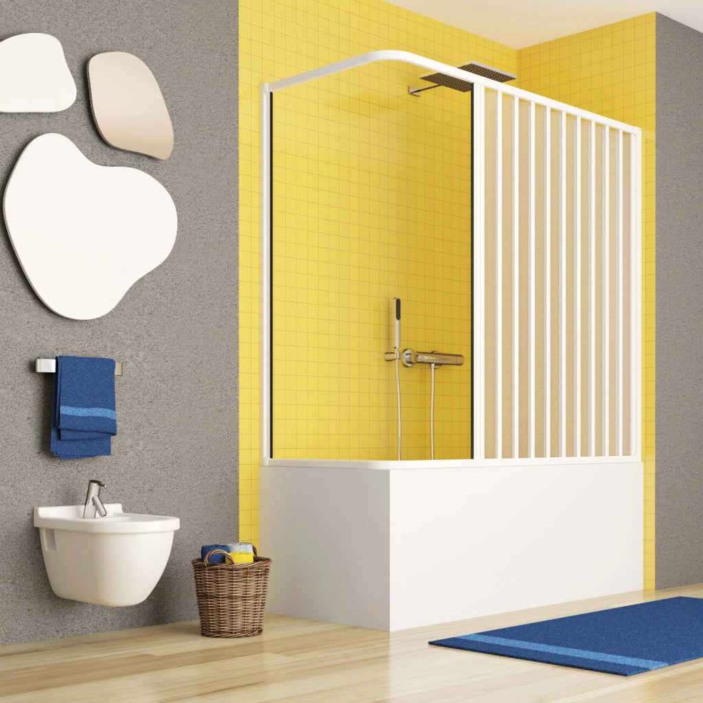 Box vasca due lati apertura laterale a soffietto, pvc bianco h150cm Platra Raily Bianco,70x140 cm