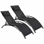 Set 2 Lettini Reclinabili Da Piscina Con Schienale Regolabile 5 Posizioni In Textilene Traspirante Per Giardino Terrazza Outdoor 59 x 158 x 81.5 Cm Nero