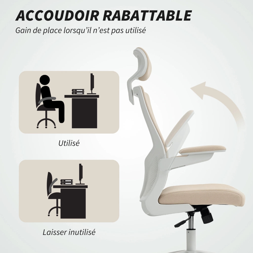 Sedia da ufficio ergonomica ¨C Minimal ¨C beige, imbottita, 60x63x120 cm