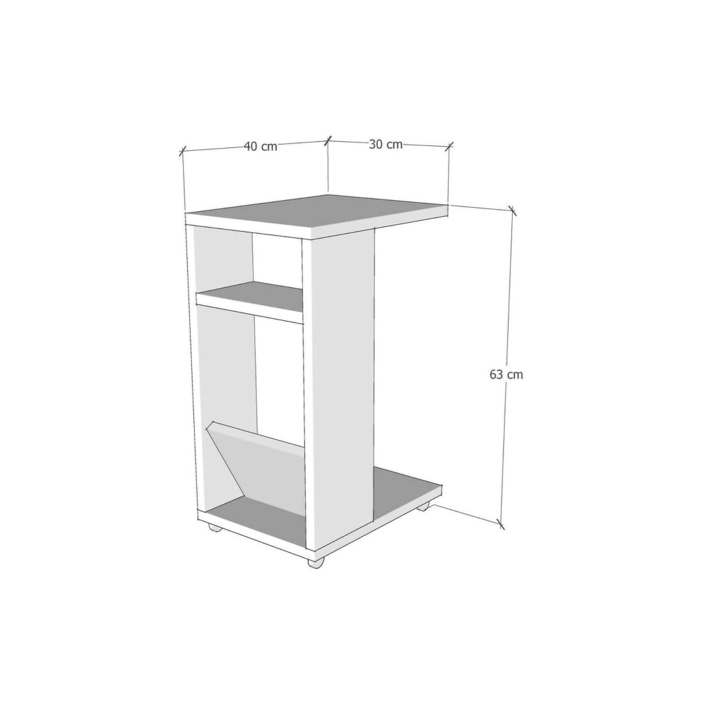 Tavolino da salotto Blas, Tavolo basso da caffè, Portariviste per divano, Ripiano da soggiorno, 30x40h63 cm, Bianco