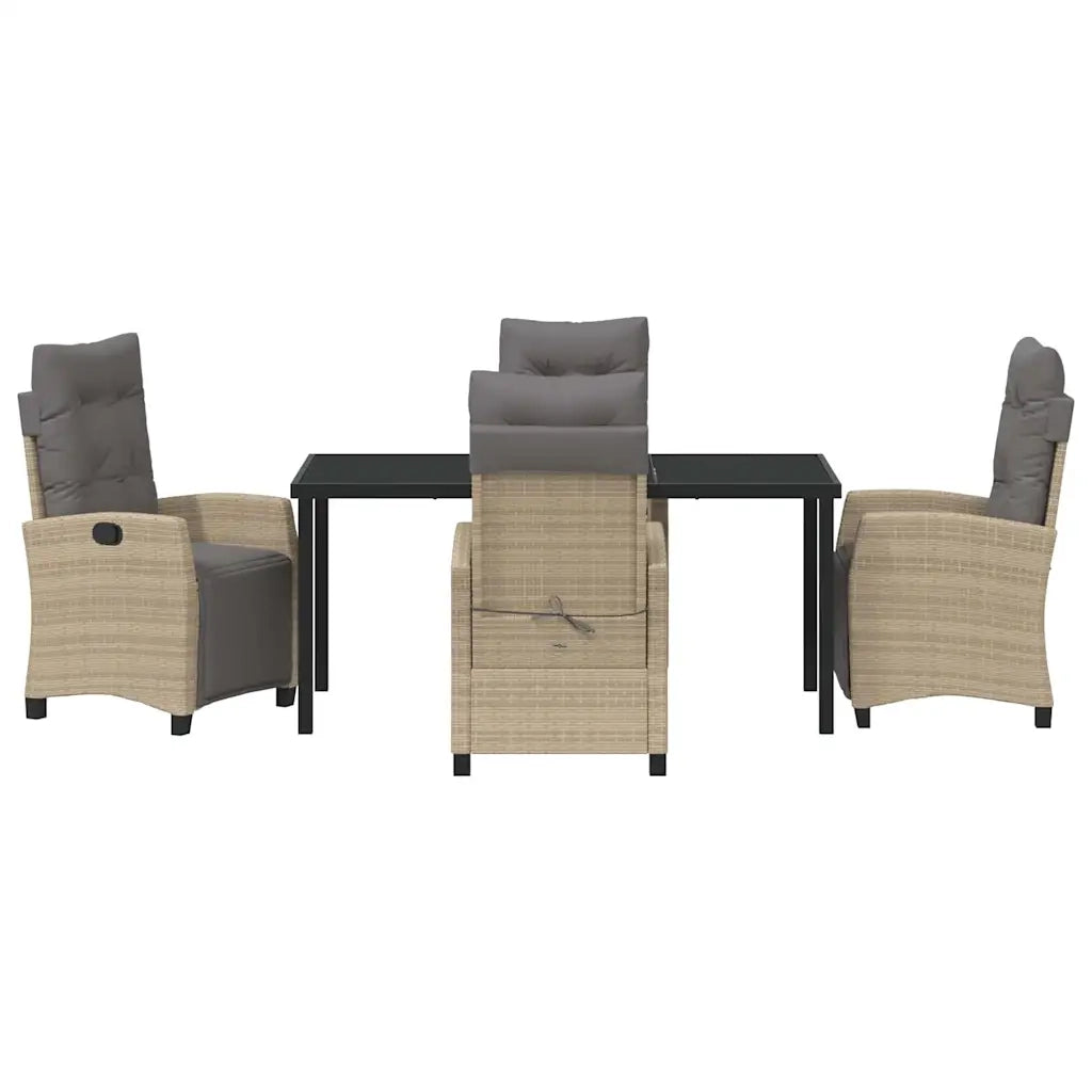 Set da Pranzo per Giardino con cuscino 5 pcs Beige polyrattan