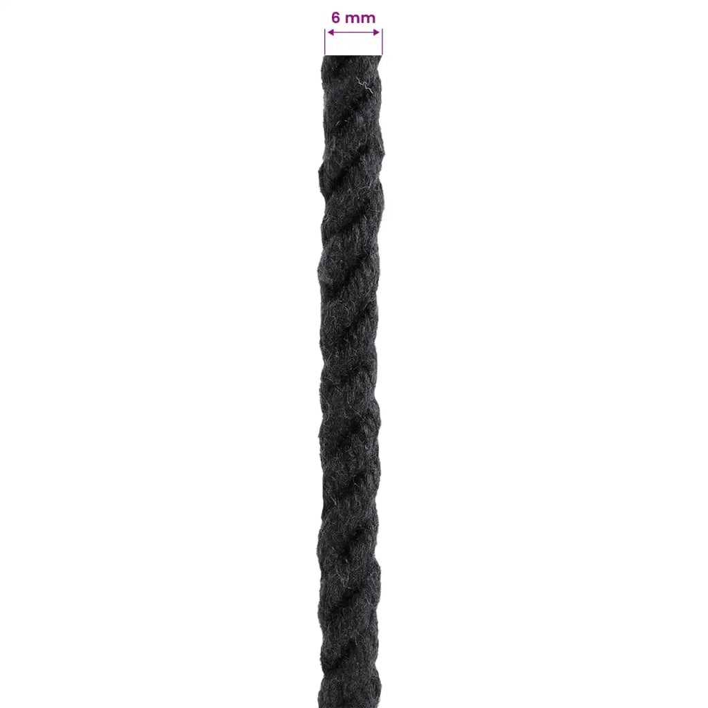 Corda | Fune Nero 0,6 x 0,6 x 5000 cm Cotone