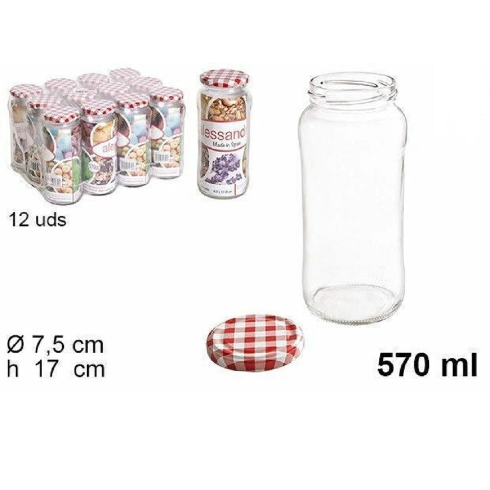 Trade Shop - Set 12 Pezzi Contenitore Barattolo In Vetro Con Coperchio Multiuso 570 Ml 105598 -