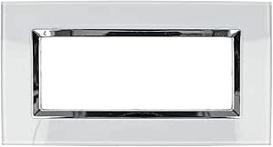 Placca Delux Vetro 506 7M Bianco Compatibile con Vimar Arke'