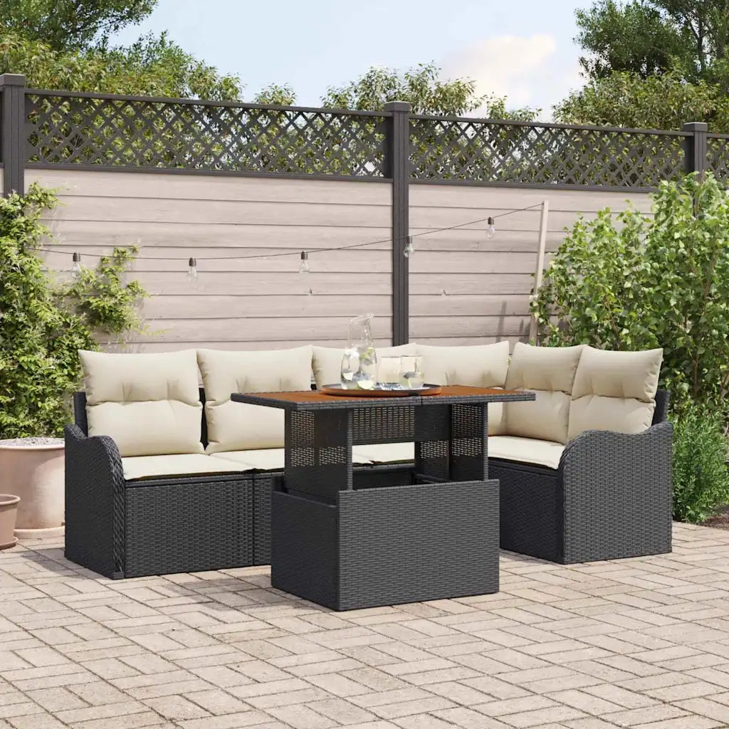 Set Divano da Giardino con archiviazione 6 pcs Nero Poly Rattan 3358196