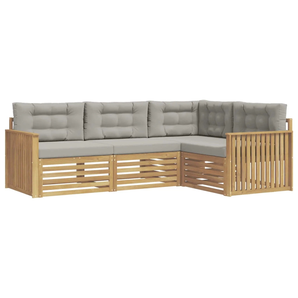 Set di divani da esterno 4 pcs Bianco e Grigio Chiaro 3390401