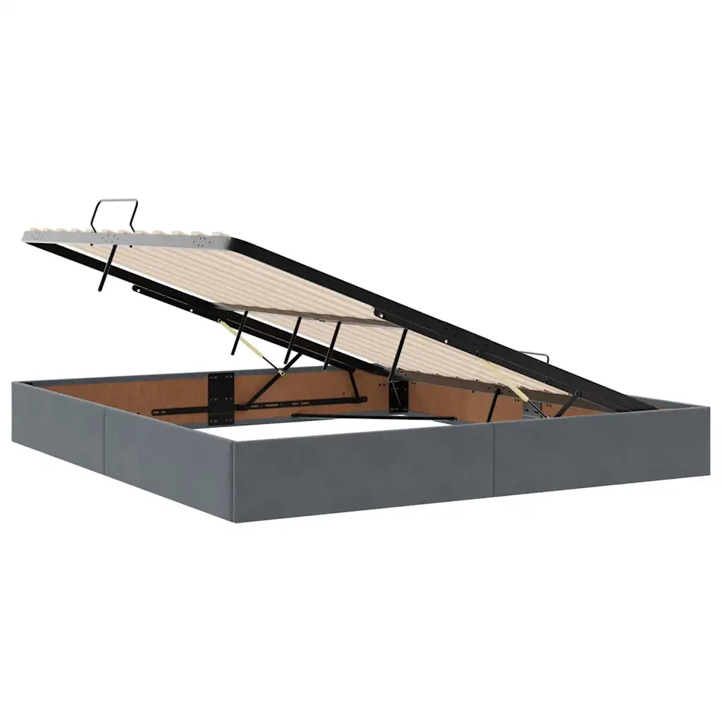Letto con contenitore e LED Grigio scuro 180 x 200 cm Velluto