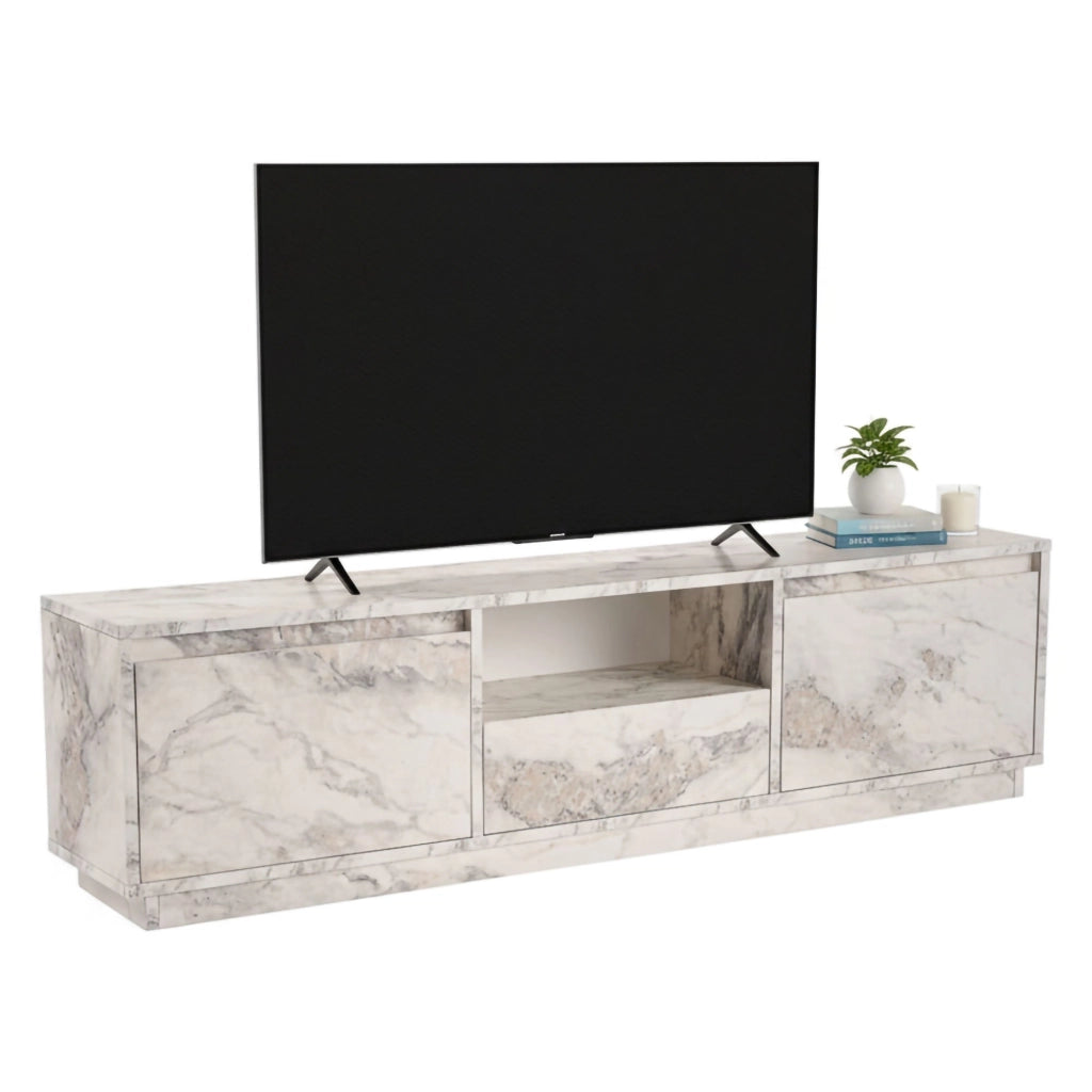 Mobile porta TV Morrigan, Credenza da soggiorno, Armadio basso per TV, Base parete attrezzata, 160x30 h42 cm, Marmo