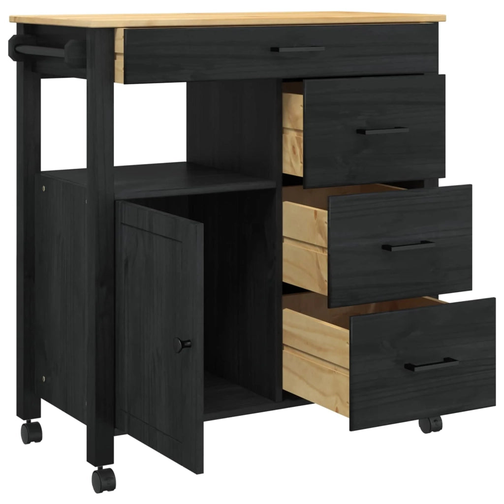 Carrello da Cucina MONZA Nero 84 x 40 x 88,5 cm