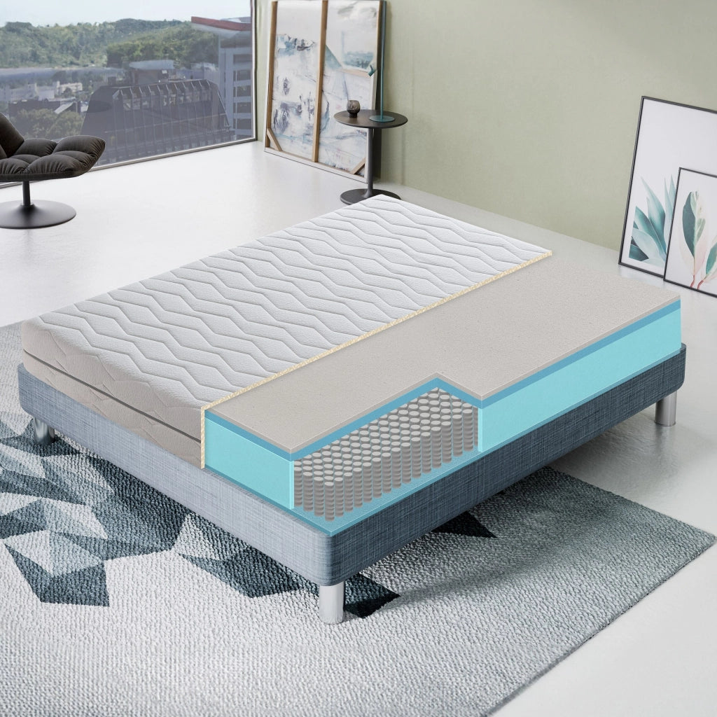 Materasso Piazza e Mezza 140x200 Molle Insacchettate e Memory Foam - Sfoderabile - Alto 23 cm - Ortopedico