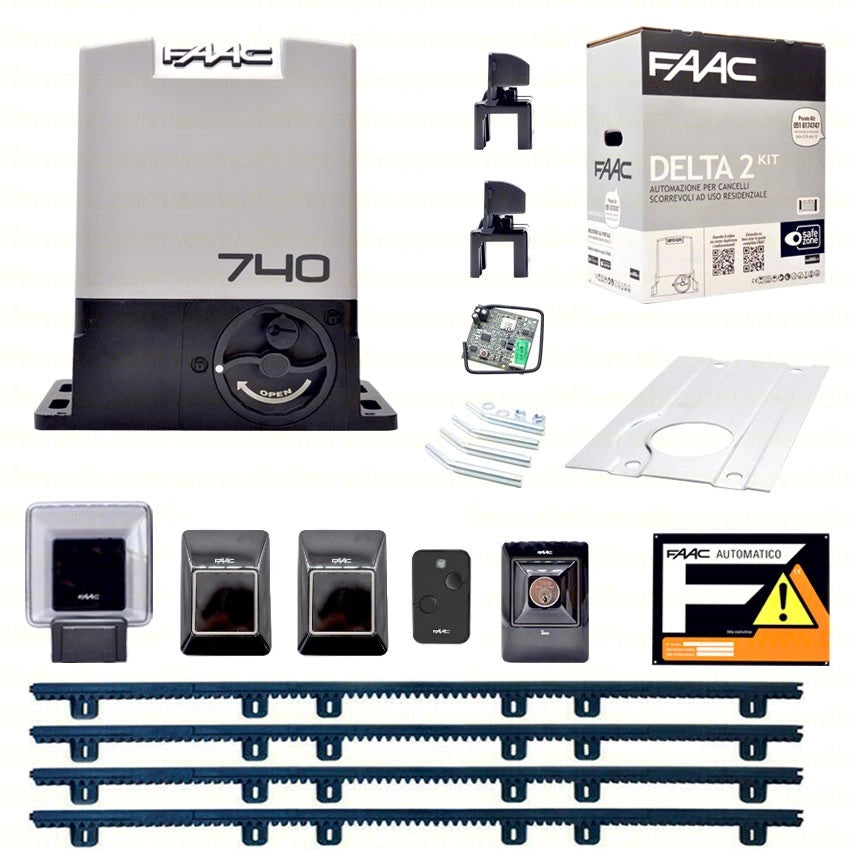 FAAC 740 KIT DELTA 2 CANCELLO SCORREVOLE PORTATA 500KG 230V + 4MT CREMAGLIERA DF