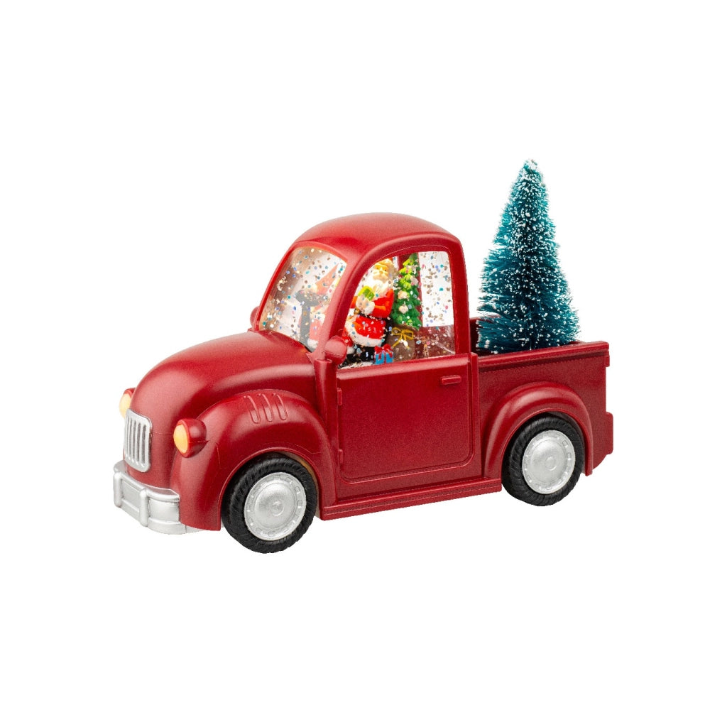 Dec. Auto rossa c/albero natale e LED