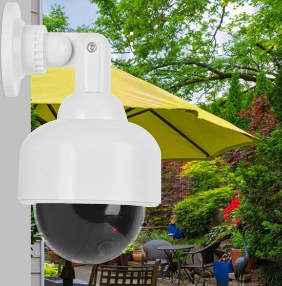 CCTV Camera Acqua Resistente con LED Lampeggiante Rosso - Falsa Camera di Sorveglianza Realistica.