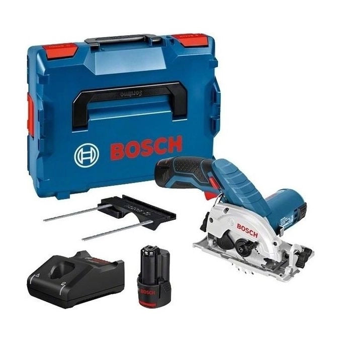 Bosch 06016A1005 Professional Sega Circolare a Batteria 12V 85 mm 2 Batterie 3.0Ah Caricabatteria GAL12V-40 L-BOXX colore Nero