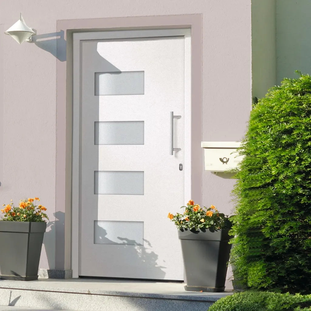 Porta d'Ingresso in Alluminio e PVC Bianco 100x200 cm 3056818
