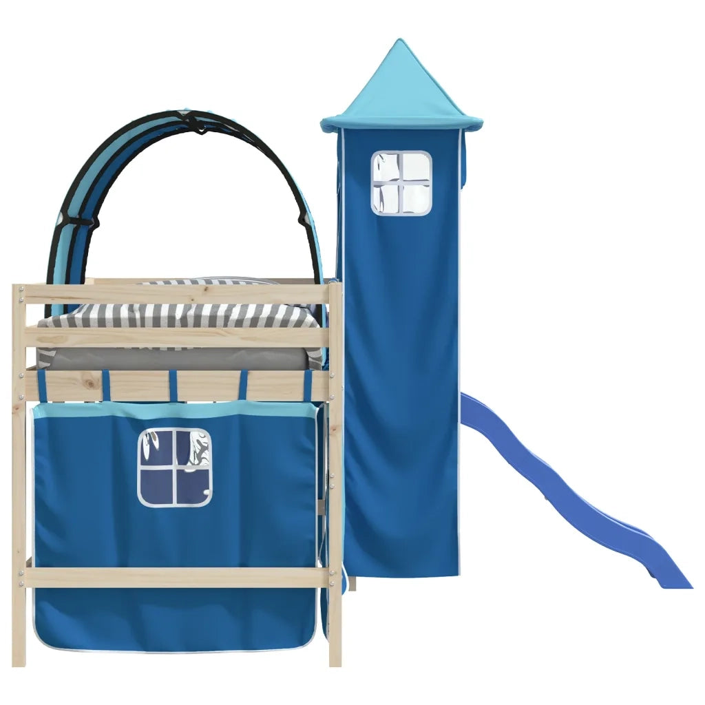 Tende per Letto a Soppalco con Tunnel e Torre Blu 835920