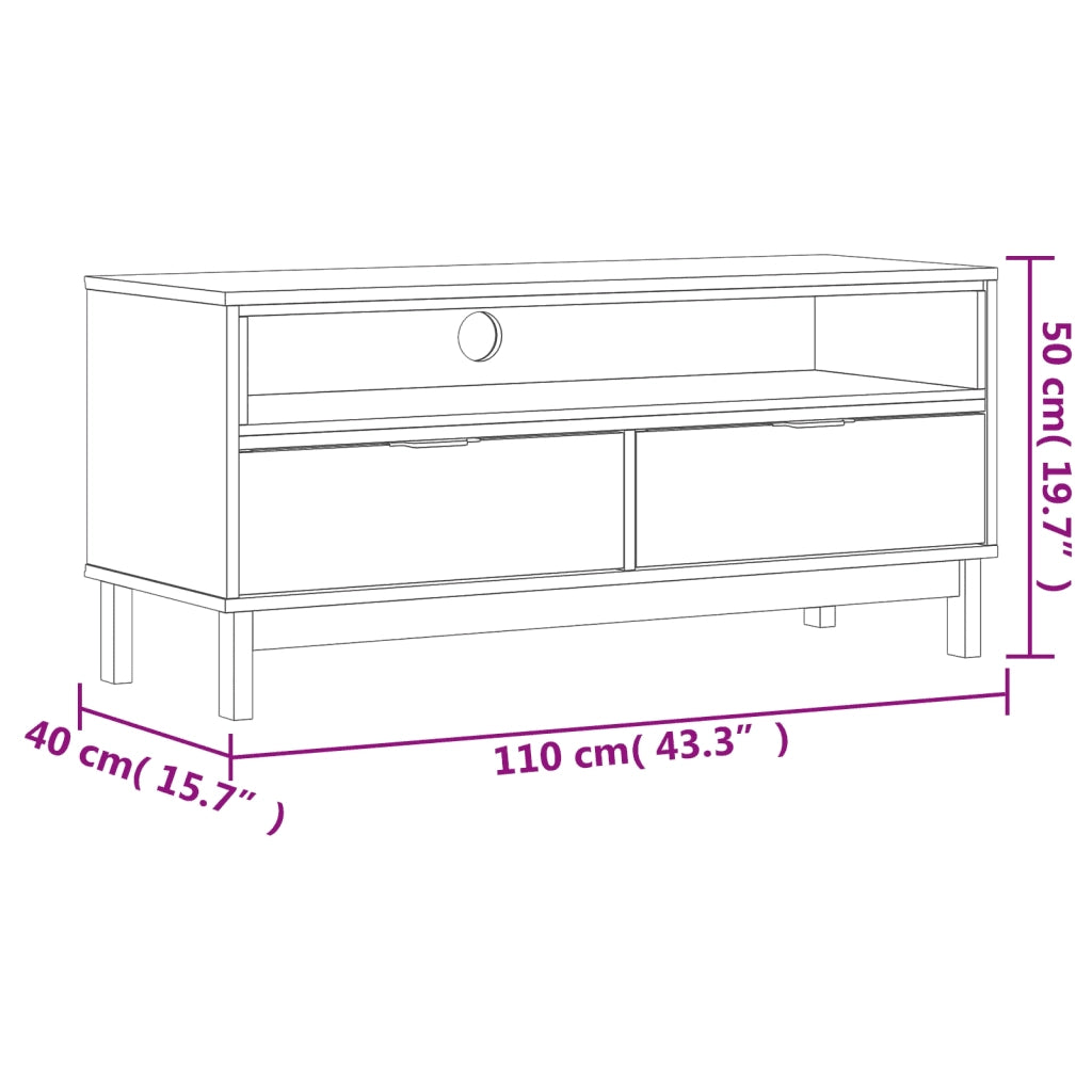 Mobile TV | Armadietto TV | Mobile Porta TV FLAM 110x40x50 cm in Legno Massello di Pino