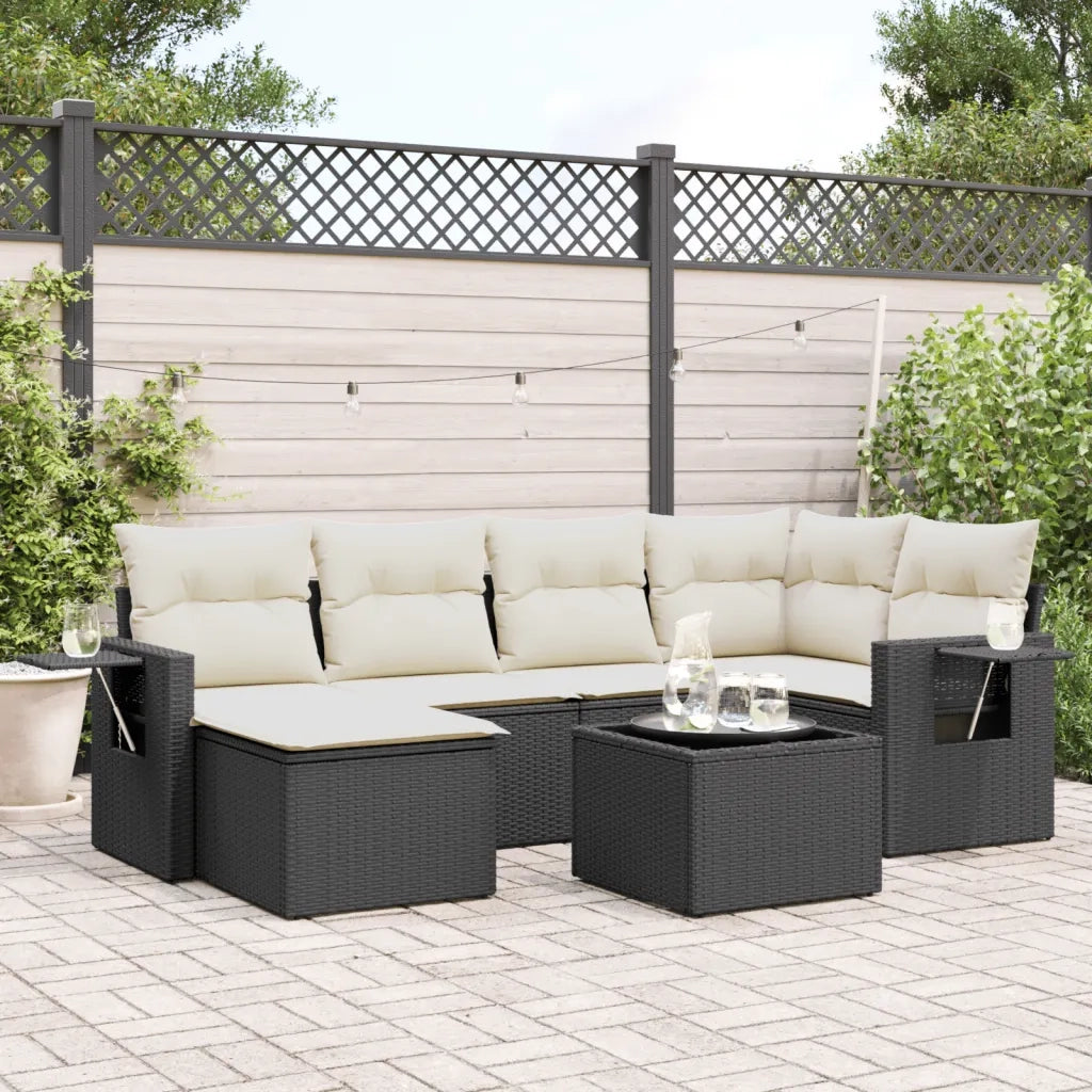 Set Divani da Giardino con Cuscini 7pz Nero Polyrattan 3252803