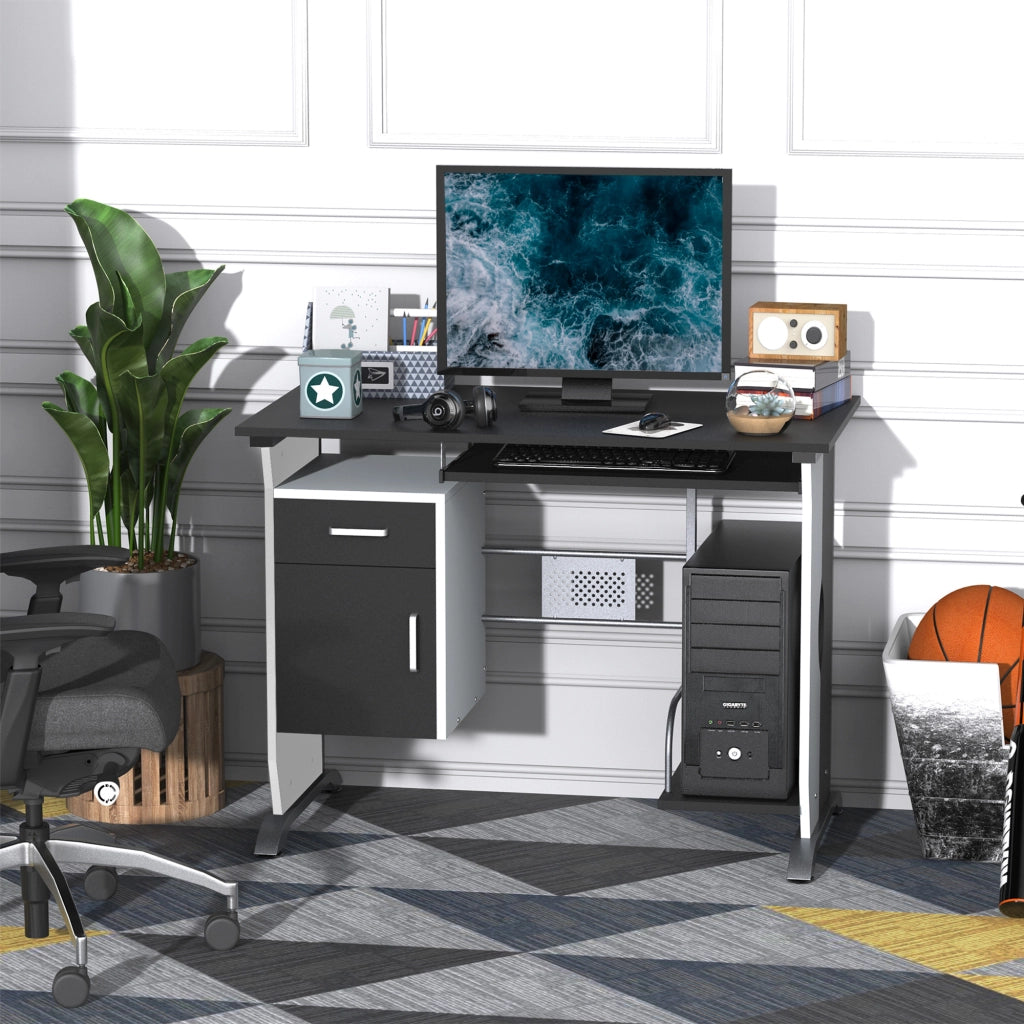 Scrivania computer design in MDF nero e bianco ¨C Minimal ¨C 100x52x75 cm