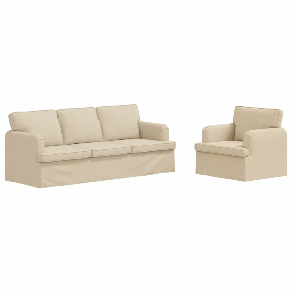 Set di divani 2 pcs Crema 201 x 80 x 85 cm Tessuto 3407609