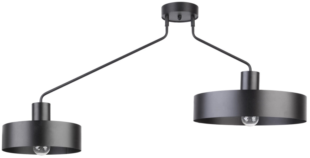 Plafoniera loft nera doppio braccio 2xE27 Jumbo Sigma