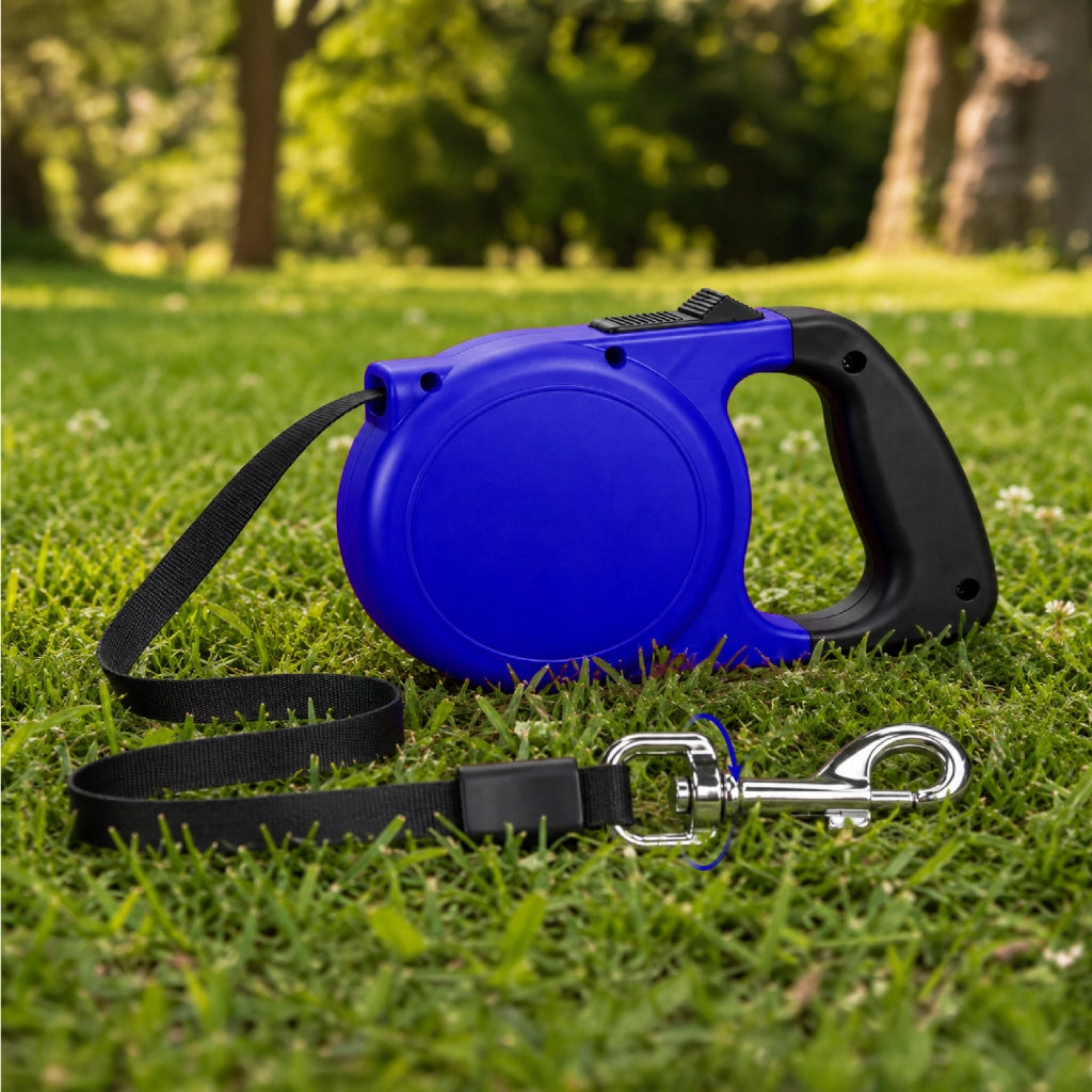 Set 3 Guinzagli Estensibili per Cani con Sistema Retrattile e Pulsante di Blocco – Disponibile da 5 m fino a 20 kg o da 8 m fino a 30 kg  Blu - 8Metri-30Kg