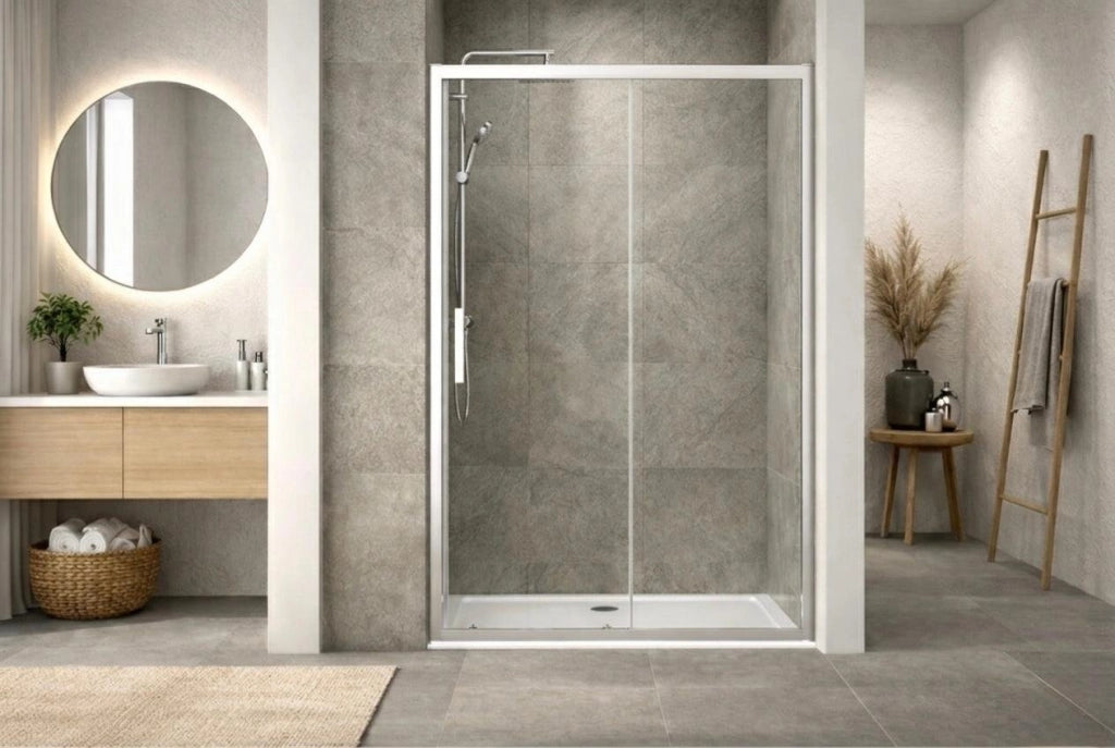 Box doccia a nicchia 115 cm porta scorrevole apertura laterale H195 cm ALBA Cromato