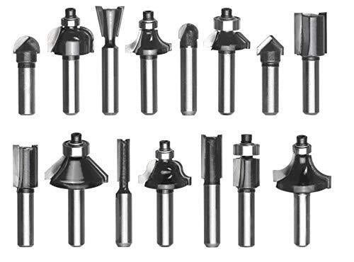 KWB 49757291 Set 15 Frese per Legno in Metallo Duro Gambo 8 mm Diametri 6-32 mm Scanalature Smussi Profili in Cassetta di Legno