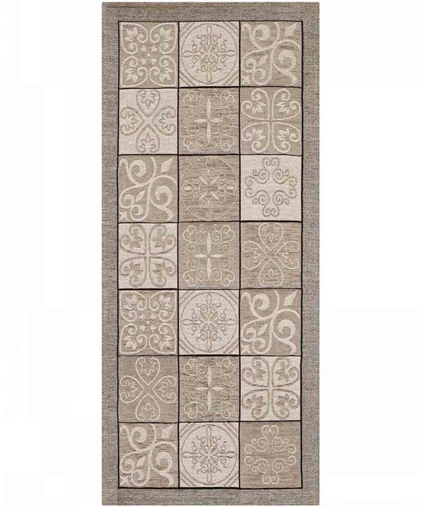 Tappeto disegno MAIOLICA TORTORA decorazione piastrelle ceramica, passatoia cucina multiuso lavabile in lavatrice e anti-scivolo cm.55x115