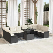 Set Divano da Giardino con cuscino 11 pcs Nero Poly Rattan 3348353
