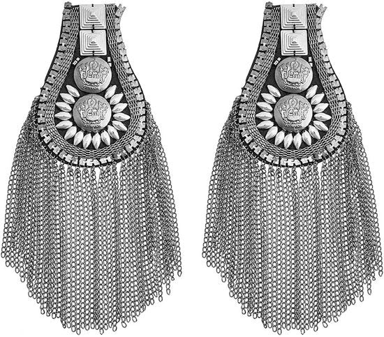 Cinturino a Catena con Piastrina - Ideale per Uniformi - Aspetto Vintage - Materiali Gunmetal e Platino