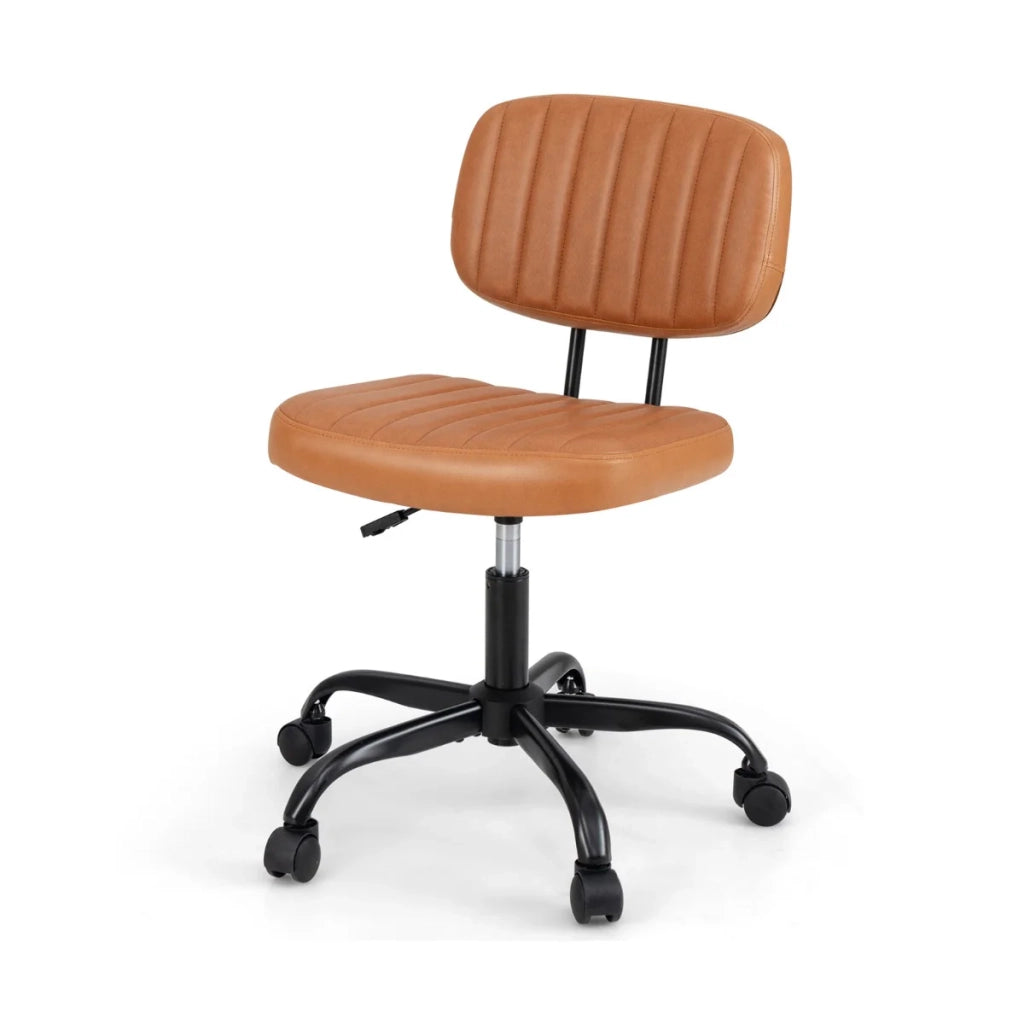 Set di 1 sedia da ufficio ergonomica piccola sedia girevole 54,5 x 47 x 86,5 cm seduta comoda design scandinavo similpelle color caffè 20_0011119