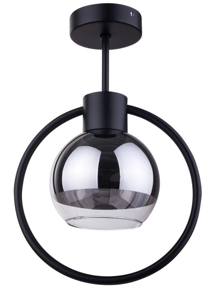 Plafoniera moderna Linda nero/argento vetro E27 Sigma